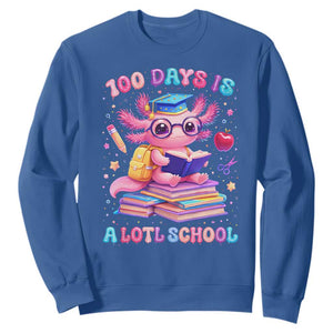 Axolotl 100 Days Of School Sweatshirt 100 Days Is Alotl School TS10 Royal Blue Print Your Wear