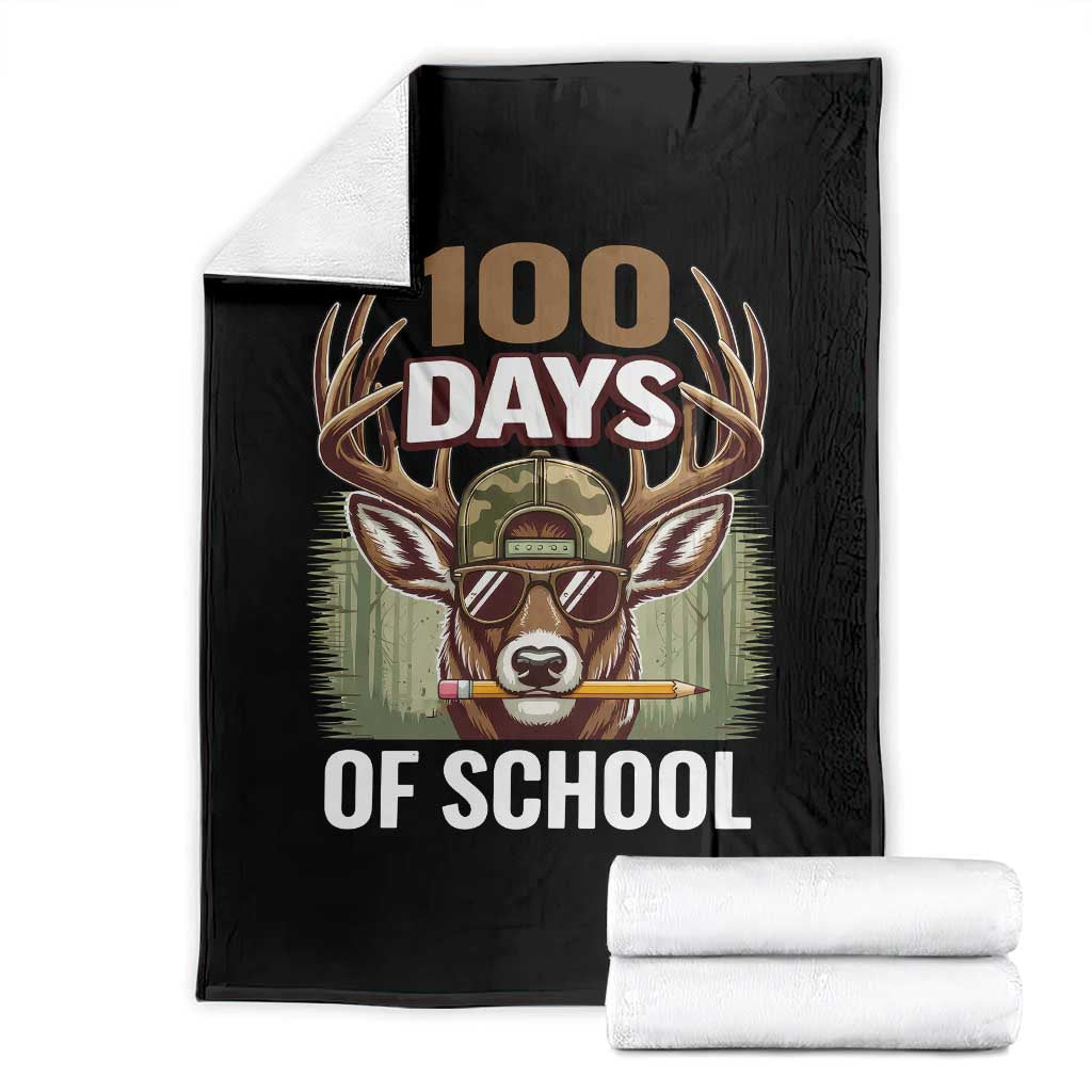 Deer 100 Days Of School Throw Blanket Camo Bucked 100 Days Smarter TS10 Black Print Your Wear