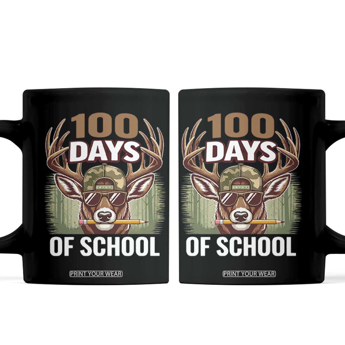 Deer 100 Days Of School Coffee Mug Camo Bucked 100 Days Smarter TS10 Black Print Your Wear