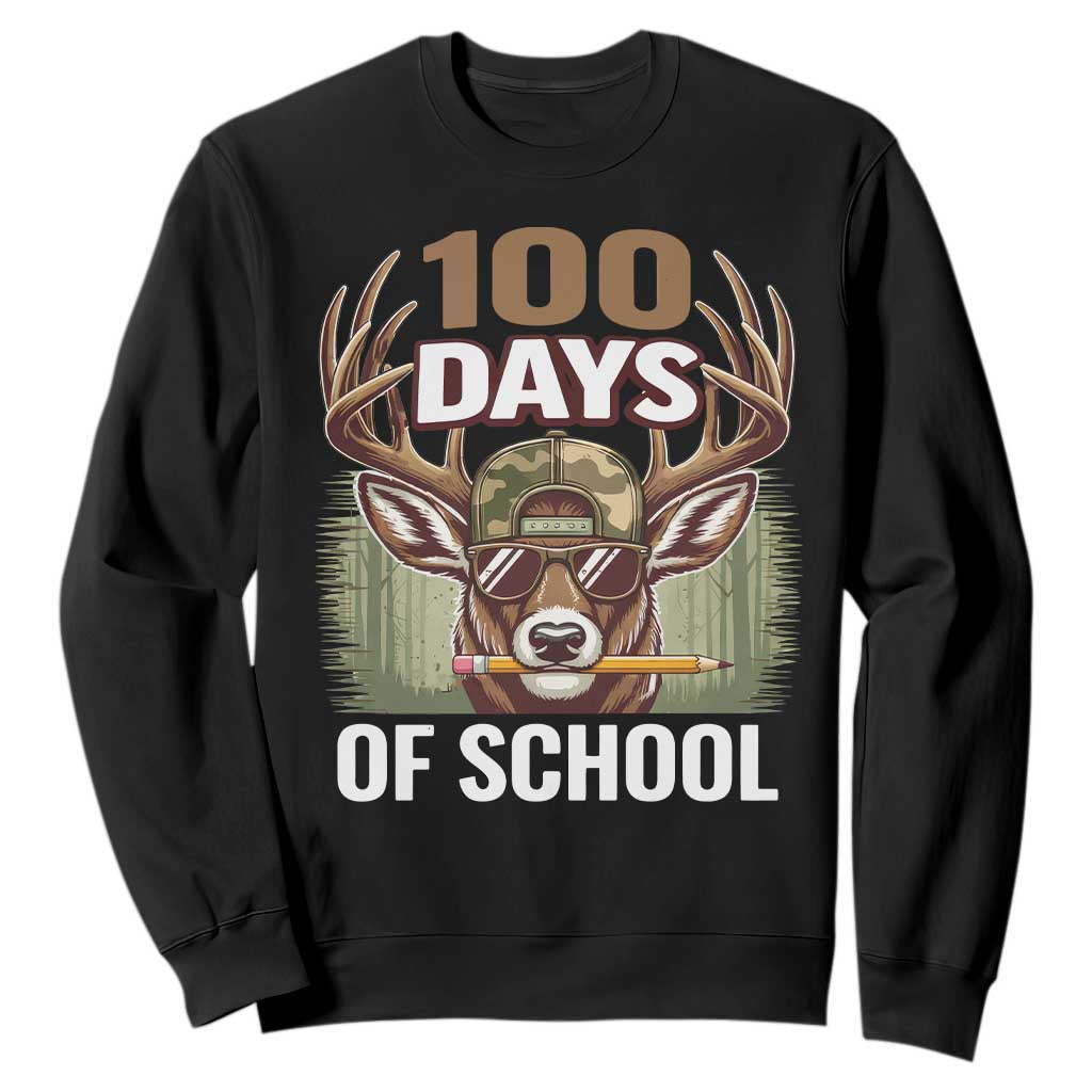 Deer 100 Days Of School Sweatshirt Camo Bucked 100 Days Smarter TS10 Black Print Your Wear