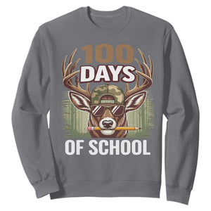 Deer 100 Days Of School Sweatshirt Camo Bucked 100 Days Smarter TS10 Charcoal Print Your Wear