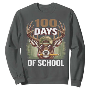 Deer 100 Days Of School Sweatshirt Camo Bucked 100 Days Smarter TS10 Dark Heather Print Your Wear
