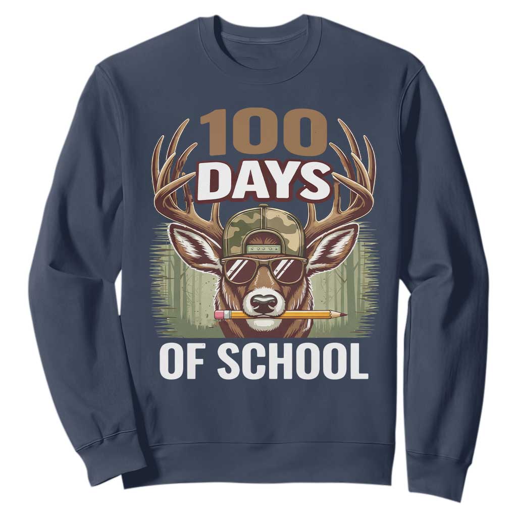 Deer 100 Days Of School Sweatshirt Camo Bucked 100 Days Smarter TS10 Navy Print Your Wear