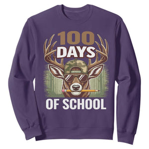 Deer 100 Days Of School Sweatshirt Camo Bucked 100 Days Smarter TS10 Purple Print Your Wear