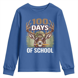 Deer 100 Days Of School Youth Sweatshirt Camo Bucked 100 Days Smarter TS10 Royal Blue Print Your Wear