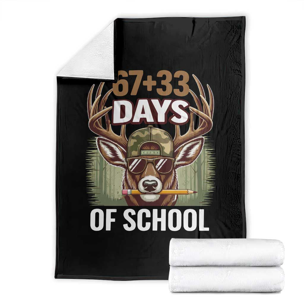 100 Days Of School Throw Blanket Funny 67 Six Seven Meme Deer School TS10 Black Print Your Wear