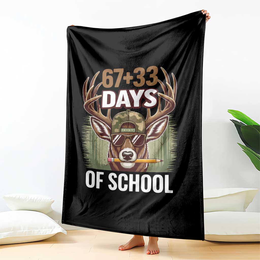 100 Days Of School Throw Blanket Funny 67 Six Seven Meme Deer School TS10 Print Your Wear