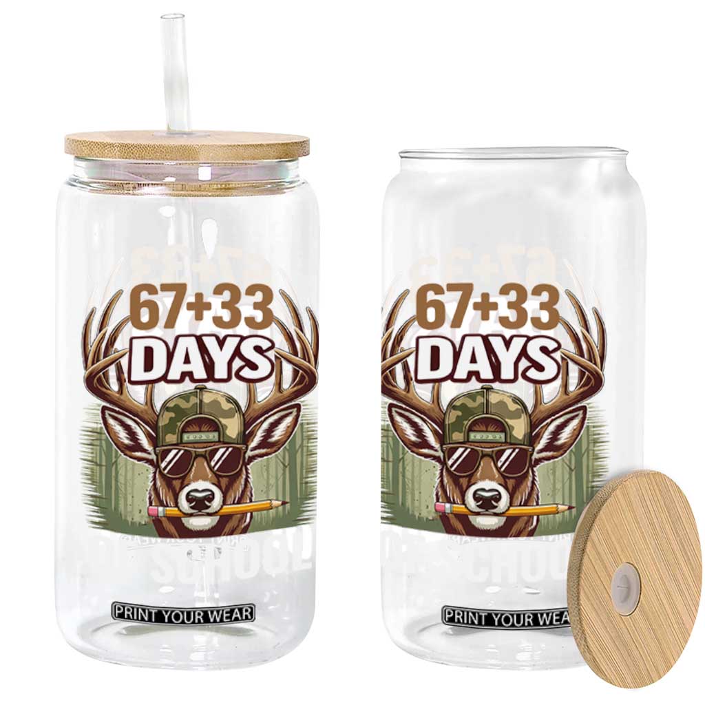 100 Days Of School Glass Can Funny 67 Six Seven Meme Deer School TS10 Print Your Wear