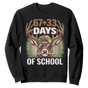 100 Days Of School Sweatshirt Funny 67 Six Seven Meme Deer School TS10 Black Print Your Wear