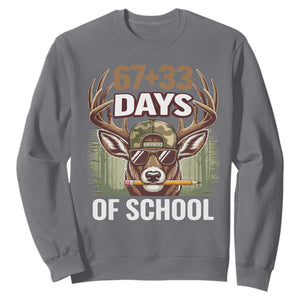 100 Days Of School Sweatshirt Funny 67 Six Seven Meme Deer School TS10 Charcoal Print Your Wear