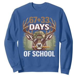 100 Days Of School Sweatshirt Funny 67 Six Seven Meme Deer School TS10 Royal Blue Print Your Wear