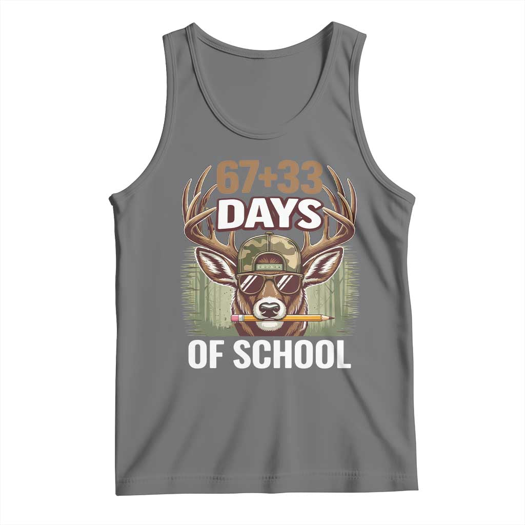 100 Days Of School Tank Top Funny 67 Six Seven Meme Deer School TS10 Black Heather Print Your Wear