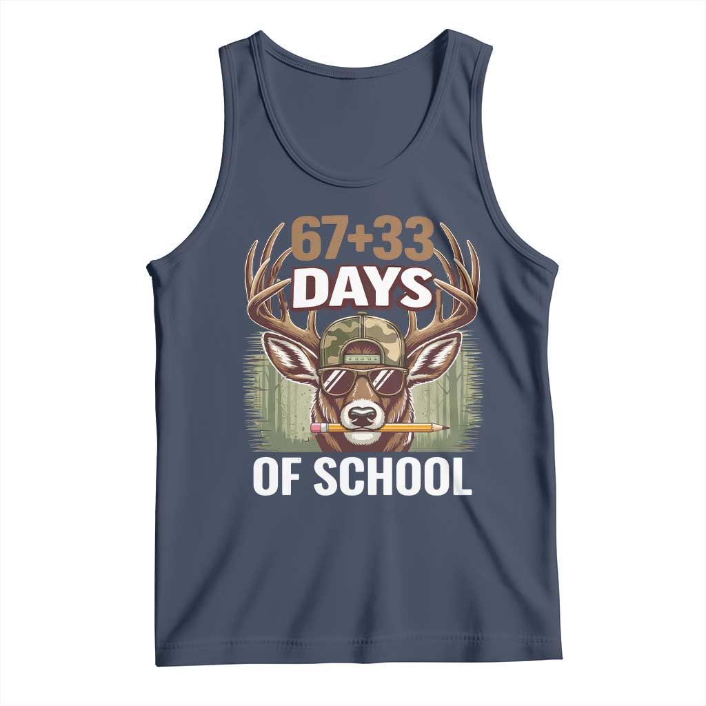 100 Days Of School Tank Top Funny 67 Six Seven Meme Deer School TS10 Navy Print Your Wear