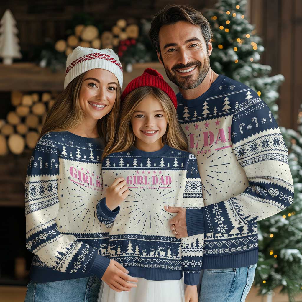 Girl Dad Est. 2025 Knit Sweatshirt TS10 Navy Print Your Wear
