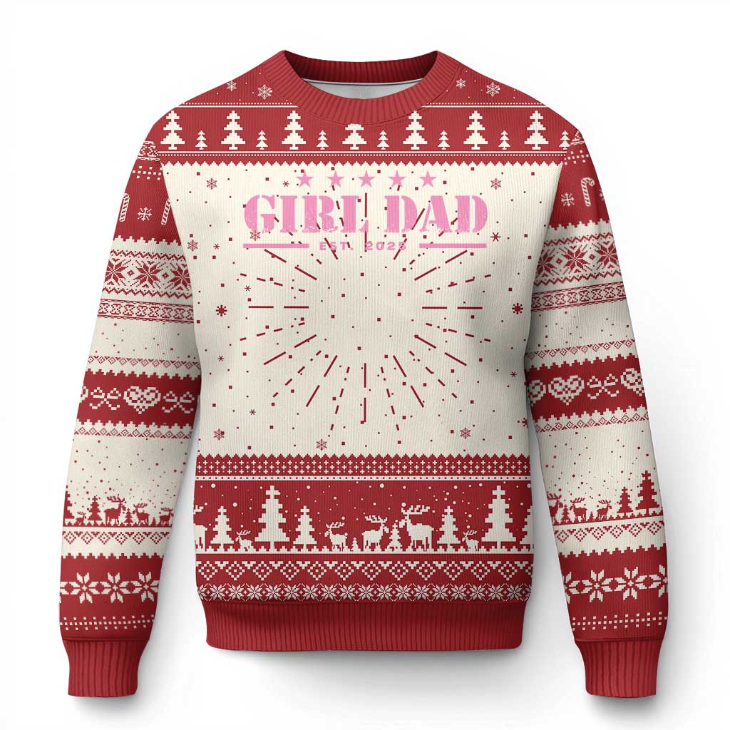 Girl Dad Est. 2025 Knit Sweatshirt TS10 Red Print Your Wear