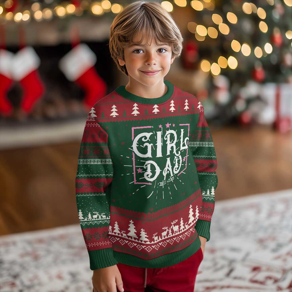 Girl Dad Est. 2025 Knit Sweatshirt Pink Dad First Fathers Day TS10 Christmas Print Your Wear