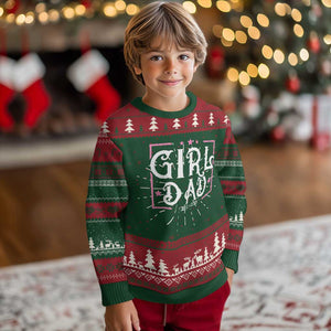 Girl Dad Est. 2025 Knit Sweatshirt Pink Dad First Fathers Day TS10 Christmas Print Your Wear