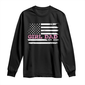 Dad Of Girl Est. 2025 Long Sleeve Shirt Father Girl To Be 2025 Daddy Fathers Day USA Flag TS10 Black Print Your Wear