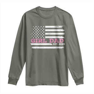 Dad Of Girl Est. 2025 Long Sleeve Shirt Father Girl To Be 2025 Daddy Fathers Day USA Flag TS10 Military Green Print Your Wear