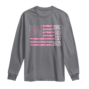 Dad Of Girl Est. 2025 Long Sleeve Shirt Father Girl To Be 2025 Daddy Camouflage Camo Flag TS10 Charcoal Print Your Wear