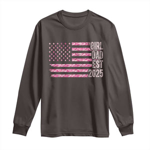 Dad Of Girl Est. 2025 Long Sleeve Shirt Father Girl To Be 2025 Daddy Camouflage Camo Flag TS10 Dark Chocolate Print Your Wear