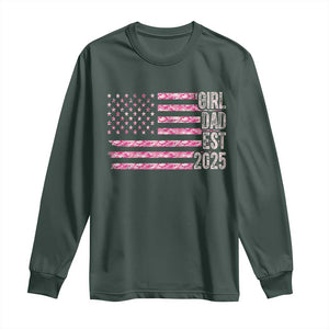 Dad Of Girl Est. 2025 Long Sleeve Shirt Father Girl To Be 2025 Daddy Camouflage Camo Flag TS10 Dark Forest Green Print Your Wear