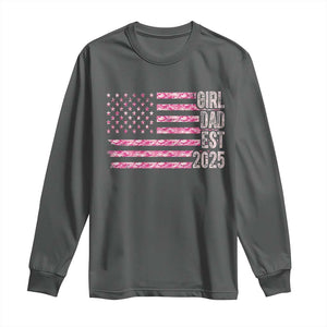 Dad Of Girl Est. 2025 Long Sleeve Shirt Father Girl To Be 2025 Daddy Camouflage Camo Flag TS10 Dark Heather Print Your Wear