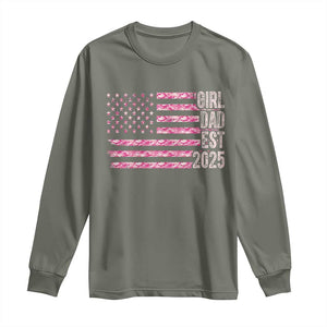 Dad Of Girl Est. 2025 Long Sleeve Shirt Father Girl To Be 2025 Daddy Camouflage Camo Flag TS10 Military Green Print Your Wear