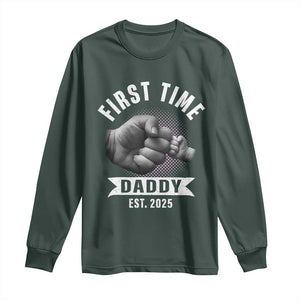 Girl Dad Est. 2025 Long Sleeve Shirt Fist Time Daddy To Be TS10 Dark Forest Green Print Your Wear