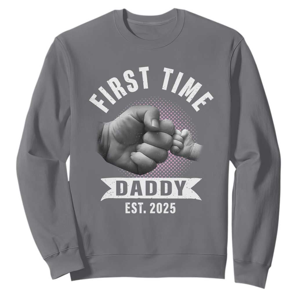 Girl Dad Est. 2025 Sweatshirt Fist Time Daddy To Be TS10 Charcoal Print Your Wear
