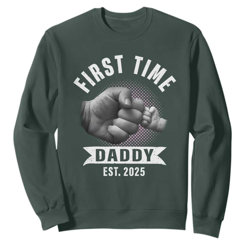 Girl Dad Est. 2025 Sweatshirt Fist Time Daddy To Be TS10 Dark Forest Green Print Your Wear