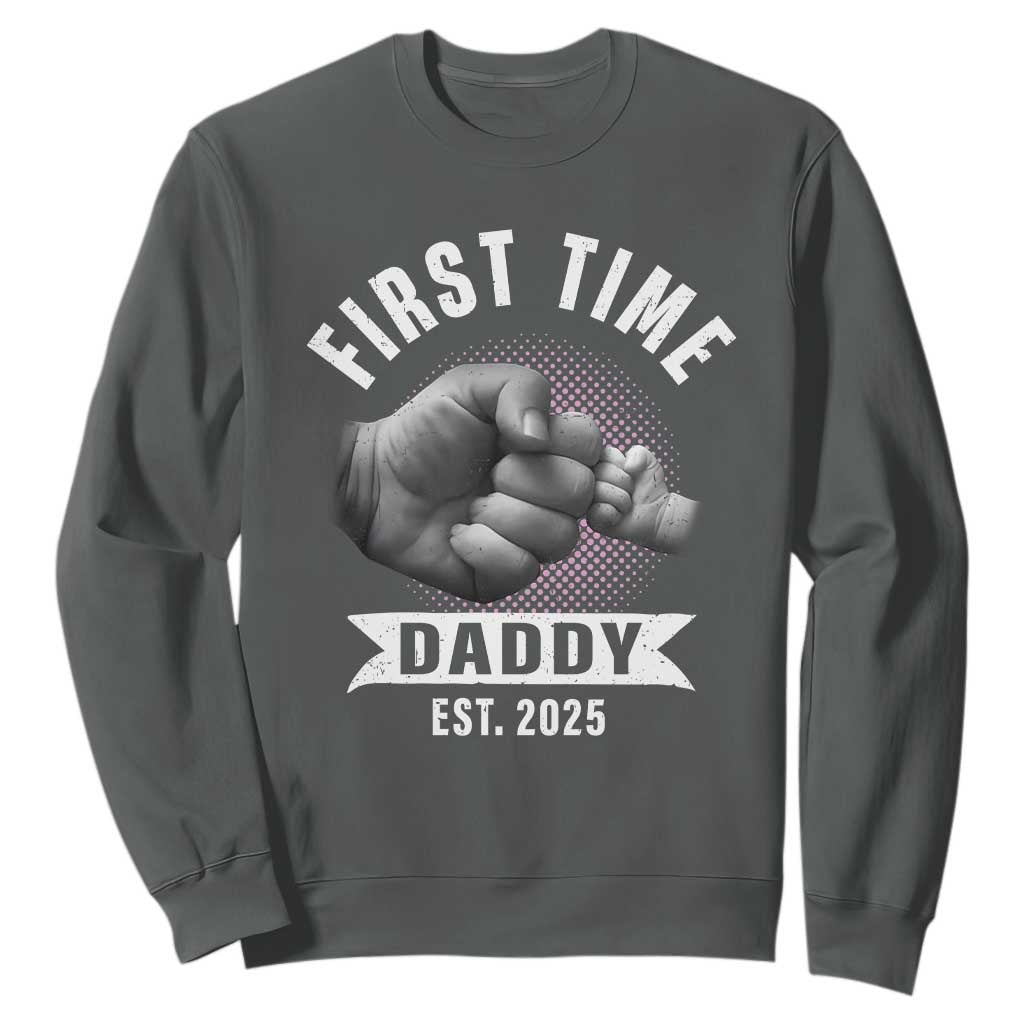 Girl Dad Est. 2025 Sweatshirt Fist Time Daddy To Be TS10 Dark Heather Print Your Wear