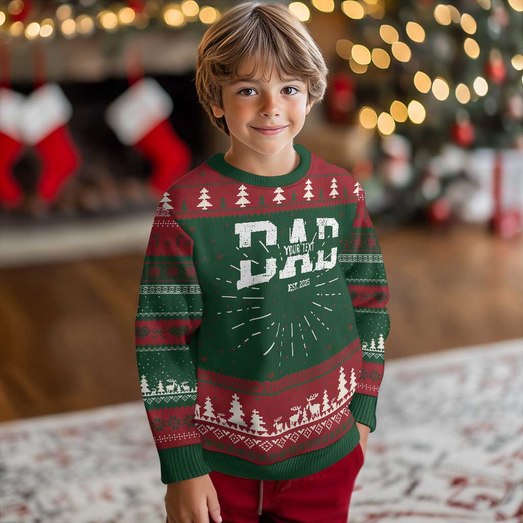 Personalized New Dad Knit Sweatshirt Custom Name Father's Day Dad Est. 2025 TS10 Christmas Print Your Wear