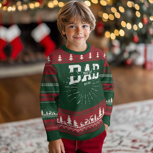 Personalized New Dad Knit Sweatshirt Custom Name Father's Day Dad Est. 2025 TS10 Christmas Print Your Wear