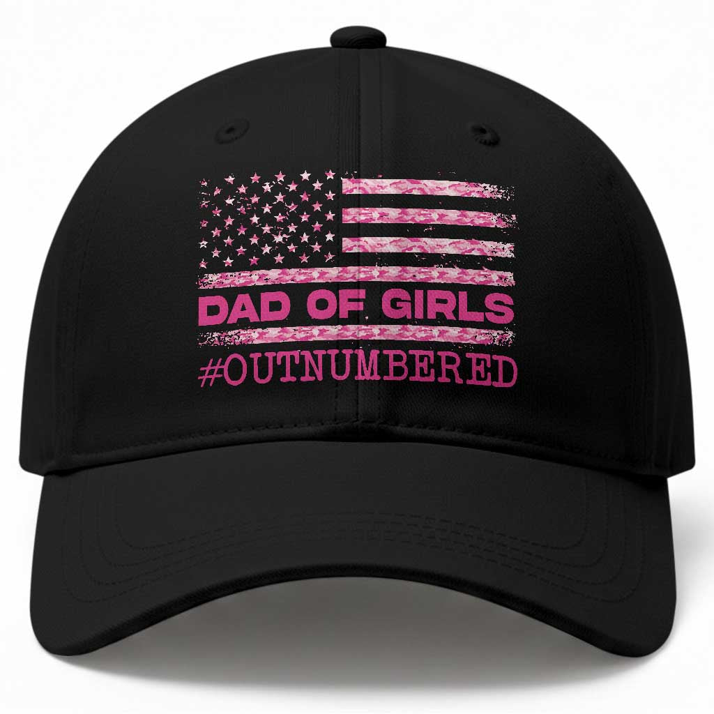 Dad Of Girls Baseball Cap Funny Girl Dads Pink Camo American Flag TS10 Print Your Wear