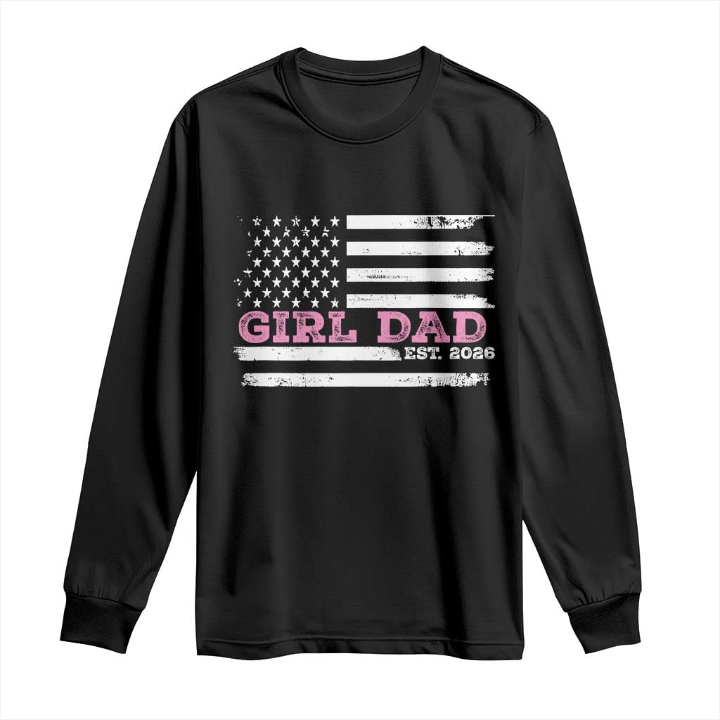 Personalised Dad Of Girl Long Sleeve Shirt Custom Year Daddy Fathers Day USA Flag TS10 Black Print Your Wear