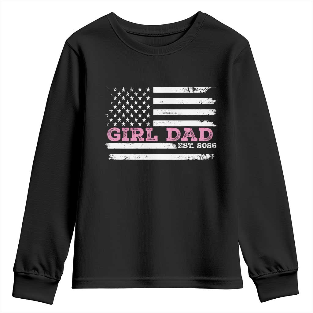 Personalised Dad Of Girl Youth Sweatshirt Custom Year Daddy Fathers Day USA Flag TS10 Black Print Your Wear
