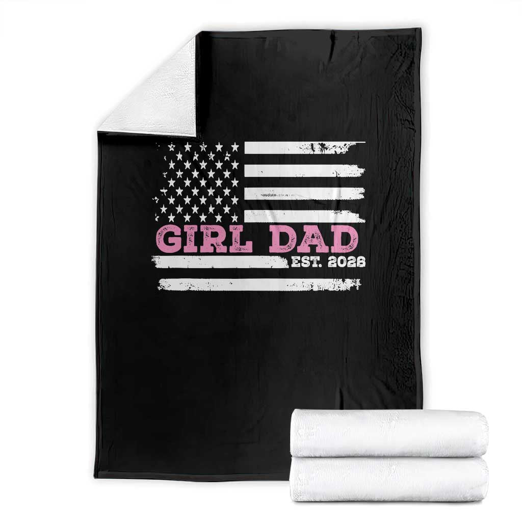 Dad Of Girl Est. 2026 Throw Blanket Daddy Fathers Day USA Flag TS10 Black Print Your Wear