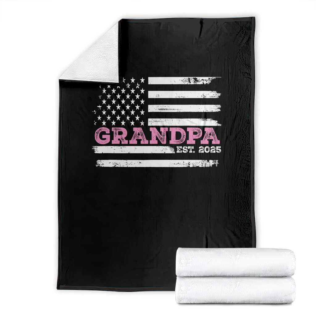 Grandpa Of Girl Est. 2025 Throw Blanket Fathers Day USA Flag TS10 Black Print Your Wear
