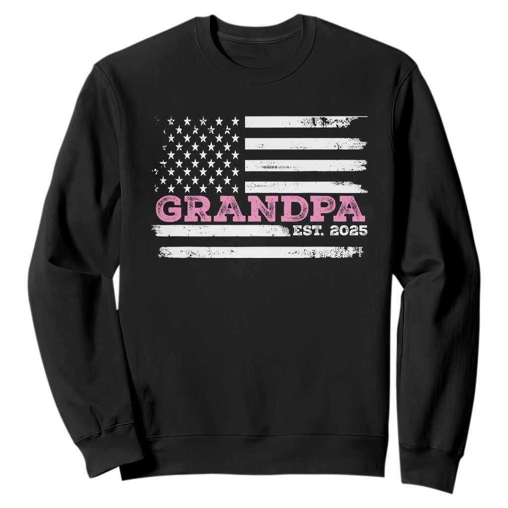 Grandpa Of Girl Est. 2025 Sweatshirt Fathers Day USA Flag TS10 Black Print Your Wear