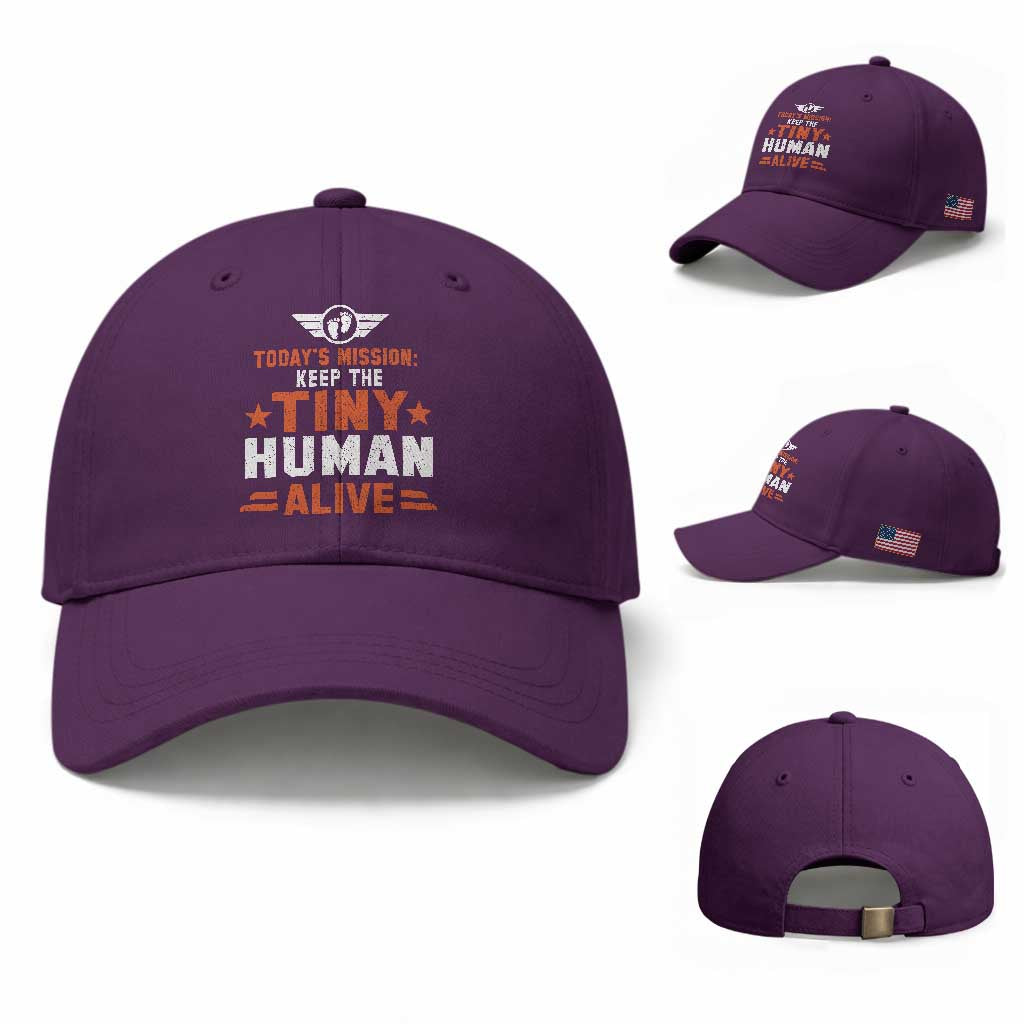 Funny New Dad Baseball Cap First Time Father Grandpa Keep Tiny Human Alive TS10 Baseball Cap Universal Fit Purple Print Your Wear