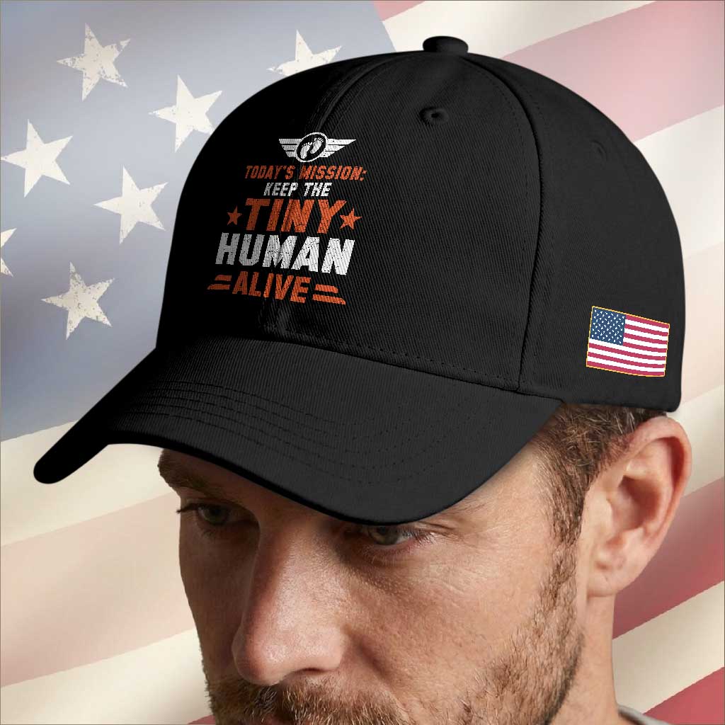 Funny New Dad Baseball Cap First Time Father Grandpa Keep Tiny Human Alive TS10 Print Your Wear