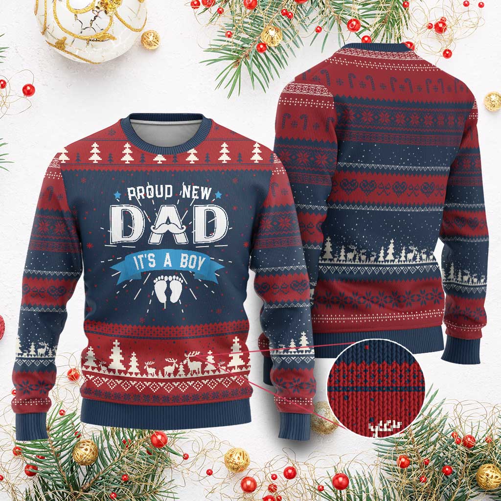 New Dad Its a Boy Knit Sweatshirt Daddy Of Newborn Baby Boy Son First Father Day TS10 Burgundy Print Your Wear