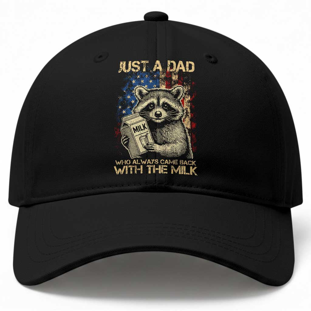 Just A Dad Who Always Came Back With The Milk Baseball Cap Raccoon American Flag Father's Day TS10 Print Your Wear