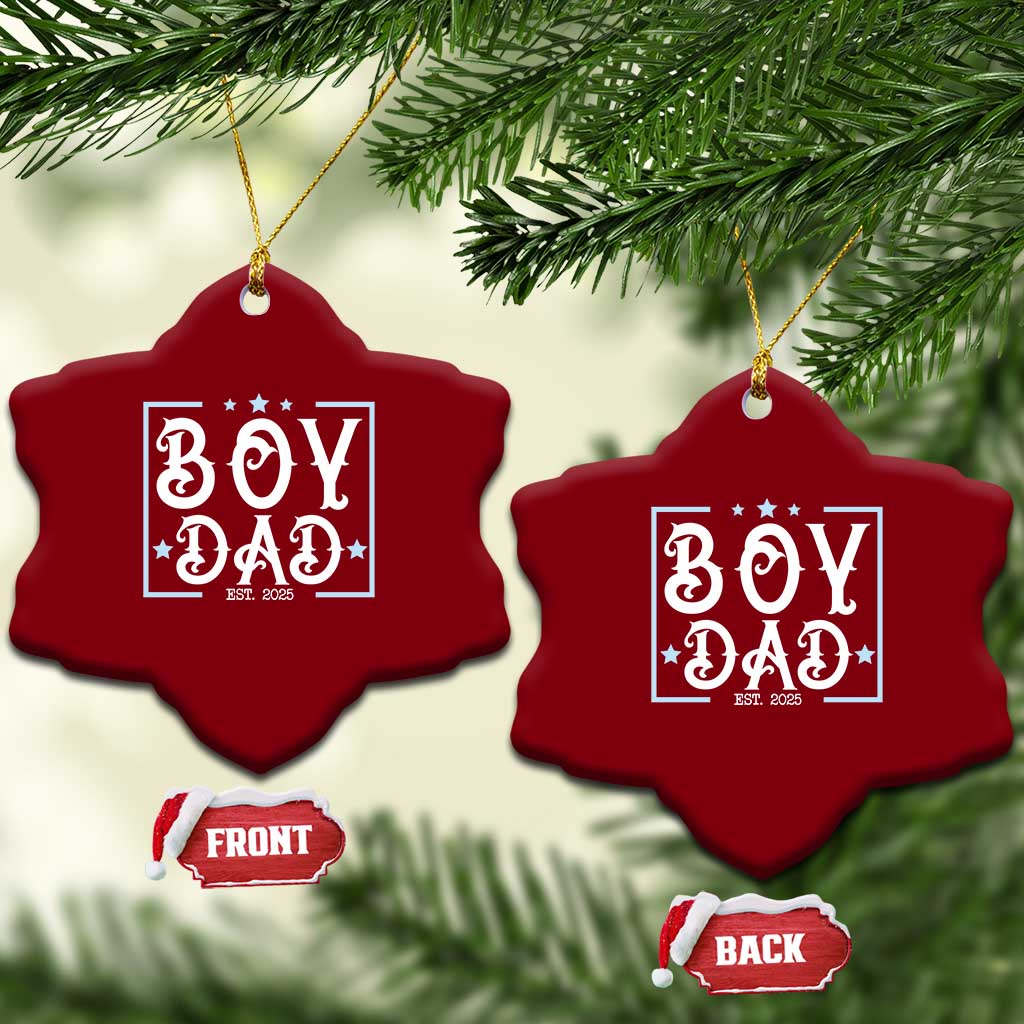 Boy Dad Est 2025 Ceramic Ornament Expect Baby Boy Son Fathers Day 2025 TS10 Print Your Wear