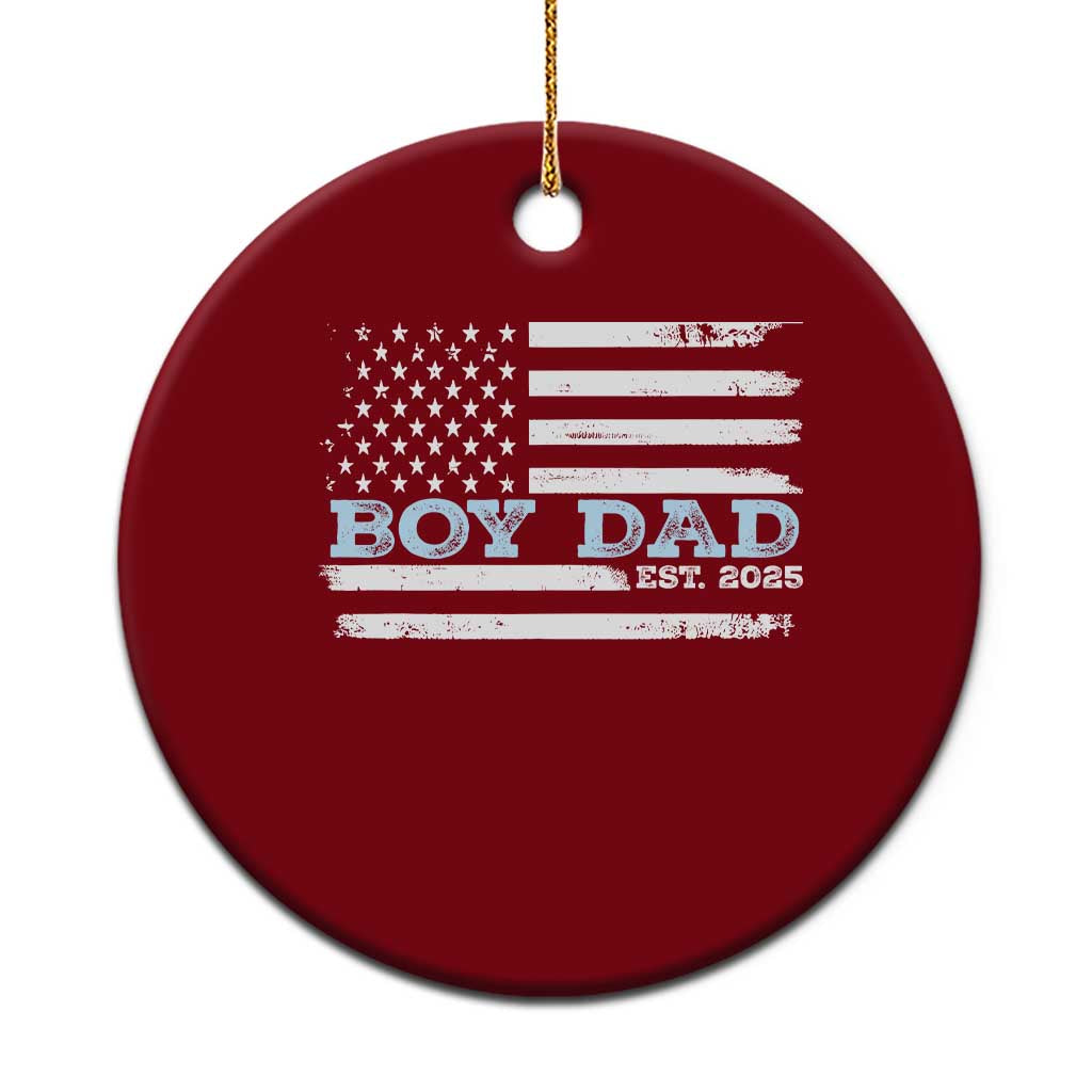 Boy Dad Est 2025 Ceramic Ornament Newborn Daddy Father Baby Boy Son USA Flag TS10 1pc Red Print Your Wear