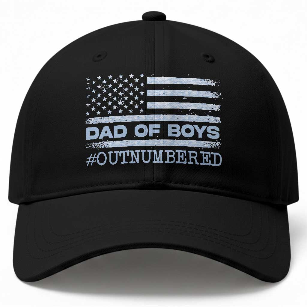 Dad Of Boys Outnumbered Baseball Cap Daddy Of Newborn Baby Boy First Fathers Day Camo American Flag TS10 Print Your Wear
