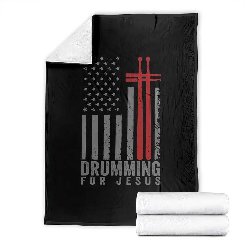 Christian Drummer Throw Blanket Drumming For Jesus Cross USA Flag Percussionist TS10 Black Print Your Wear