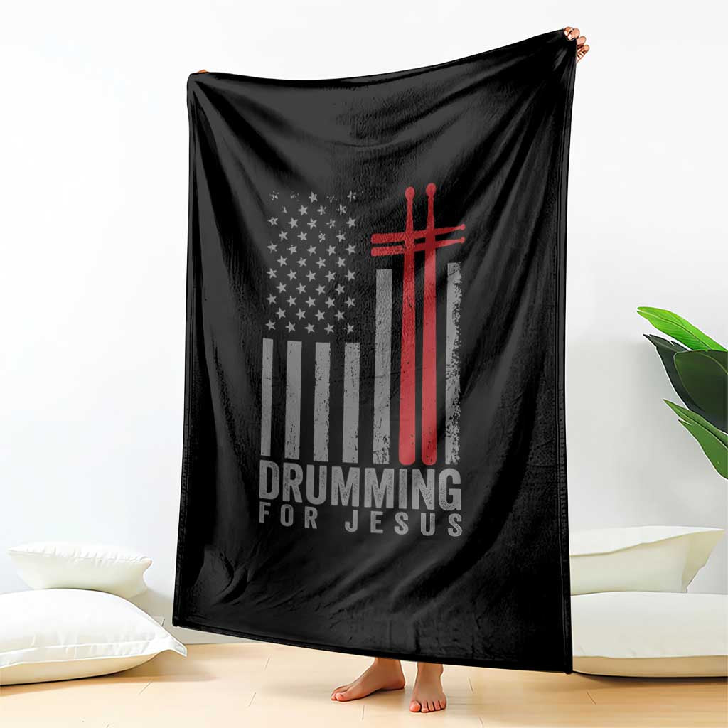 Christian Drummer Throw Blanket Drumming For Jesus Cross USA Flag Percussionist TS10 Print Your Wear