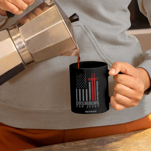 Christian Drummer Coffee Mug Drumming For Jesus Cross USA Flag Percussionist TS10 Print Your Wear